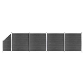 vidaXL Schuttingpanelenset 792x(105-186) cm HKC zwart, Verzenden, Nieuw, Kunststof, 1 tot 2 meter