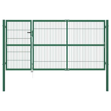 vidaXL Tuinhek met palen 350x140 cm staal groen, Verzenden, Nieuw