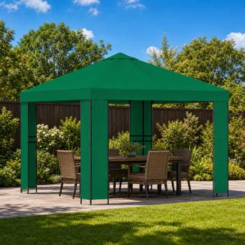 vidaXL Paviljoen 3 x 3 m Groen Polyester en staal 190 gsm, Verzenden, Nieuw