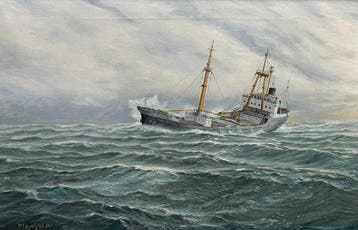 Durk Monsma (1910 - 1992) - Schip op volle zee