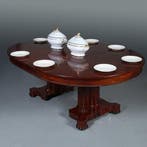 Ronde Biedermeier coulissentafel tot 12 max 14 personen verl, Ophalen of Verzenden