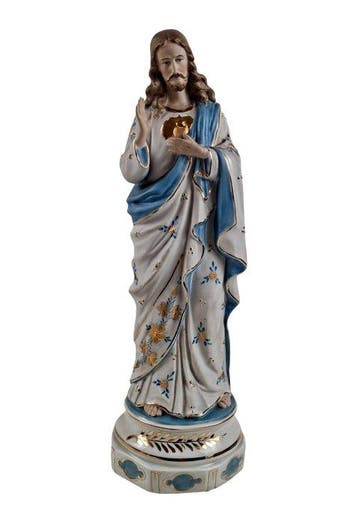 Beeld, Heilig Hart van Jezus - 35 cm - Zacht porcelein