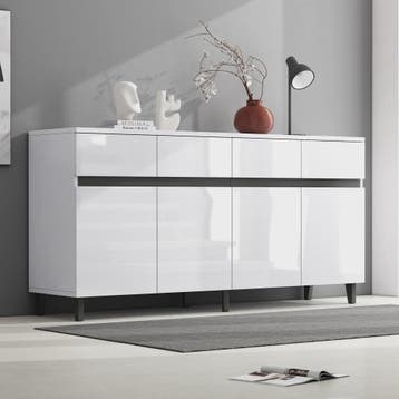 Moderne Hoogglans Sideboardkast met 4 Lades, 2 Deuren en Ver, Verzenden, Nieuw