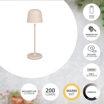 EGLO Mannera Tafellamp - Aanraakdimmer - 34 cm - Oplaadbaar, Verzenden, Nieuw