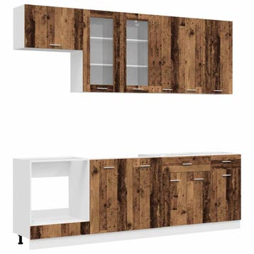 vidaXL Keukenblok LYON 8 st Oud hout Bewerkt hout, Verzenden, Nieuw, Bruin