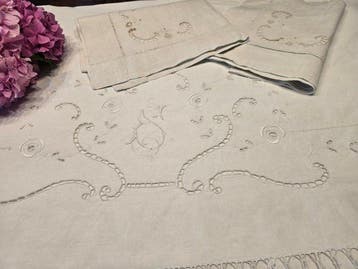Laken (3) - 280 cm - 230 cm - Antieke borduursels, Antiek en Kunst