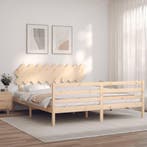 vidaXL Bedframe met hoofdbord massief hout, Bruin, Verzenden, Hout, Nieuw