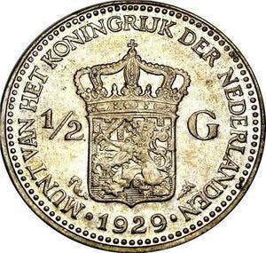Nederlandse zilveren halve Gulden 1921-1930, Verzenden, Koningin Wilhelmina, Losse munt, Zilver
