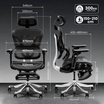 FLEXISPOT Ergonomische bureaustoel ErgoX Max zwart tot 300 k, Verzenden, Zo goed als nieuw