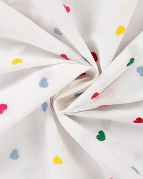 Broderie Voile Katoen Hartjes Wit/Multicolor, Nieuw, Wit