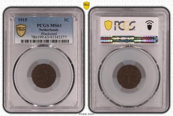 Koningin Wilhelmina 1 cent 1915 MS63 Blackened PCGS, Verzenden, Koningin Wilhelmina, 1 cent, Losse munt