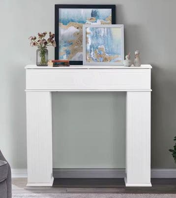 Witte decoratieve haard met opbergruimte – 107 cm breed, Verzenden, Nieuw