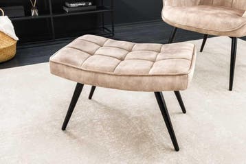 Moderne kruk SCANDINAVIA champagne fluwelen zwarte metalen, Ophalen of Verzenden, Nieuw