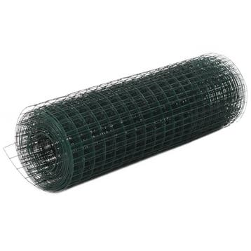 vidaXL Kippengaas 10x0,5 m staal met PVC coating groen, Tuin en Terras, Verzenden, Nieuw, IJzer