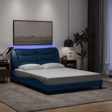 vidaXL Bedframe met LED zonder matras Hvar 120x200 cm stof, Nieuw, Twijfelaar, 120 cm, 200 cm