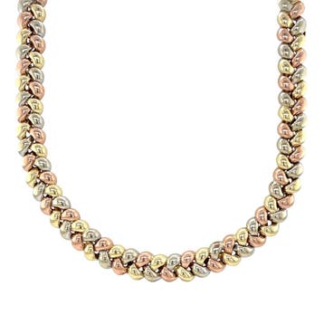 Tricolour gouden choker 42 cm 14 karaat, Sieraden, Tassen en Uiterlijk, Kettingen, Verzenden, Zo goed als nieuw, Goud