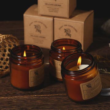 Aromatherapie Kaars in Bruine Glazen Pot - Geurkaars voor On, Verzenden, Nieuw