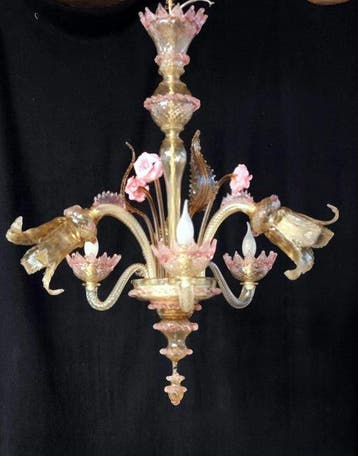 Kroonluchter - 6 lampen - Murano-glas, Antiek en Kunst