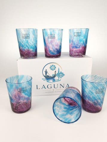LAGUNA - Drinkservies (6) - gecrackt - Muranoglas - 6 GOTO