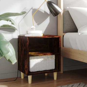 vidaXL Nachtkastjes 2 st met houten poten 40x30x50 cm, Minder dan 45 cm, Verzenden, Nieuw, Minder dan 55 cm
