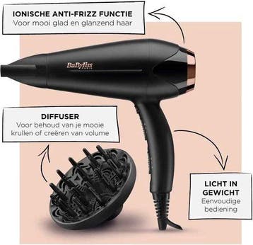 Fohn D570DE - Ionische Anti-Pluis - Föhn met diffuser (15mm), Verzenden, Zo goed als nieuw