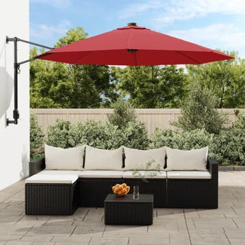 vidaXL Wandparasol 290 cm felrood, Verzenden, Nieuw, 2 tot 3 meter, Muurparasol