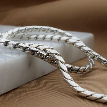 Zilveren vossenstaart schakelketting, Sieraden, Tassen en Uiterlijk, Kettingen, Ophalen of Verzenden, Gebruikt, Zilver, Zilver