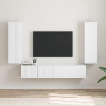 vidaXL TV Wandkast 2 st Wit Bewerkt hout, Minder dan 50 cm, Verzenden, 100 tot 150 cm, Nieuw