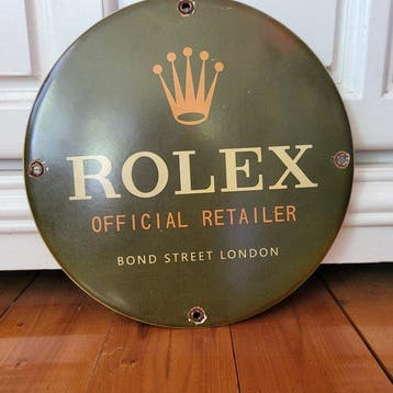 Rolex - Emaille Bord Rolex Official Retailer - Emaille bord, Antiek en Kunst, Antiek | Wandborden en Tegels