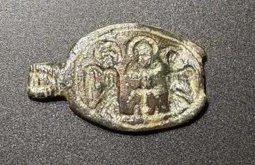 Byzantijns Brons Zeldzame zegelbezellen met twee
