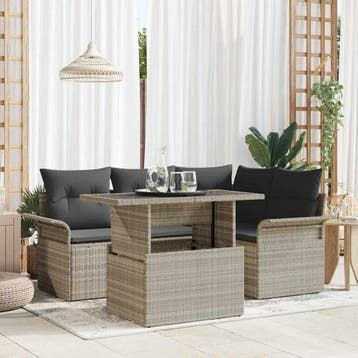 vidaXL Tuin Sofa Set 5 st Lichtgrijs poly rattan, Verzenden, Nieuw, 5 zitplaatsen