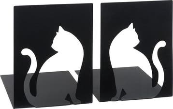 Moses Libri_x Boekensteunen Kat Staal Zwart 2 Stuks, Ophalen of Verzenden, Zo goed als nieuw