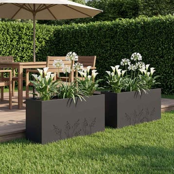 vidaXL Plantenbak 2 st Zwart 100 x 20 x 49 cm Koudgewalst, Verzenden, Minder dan 60 cm, Nieuw, Metaal