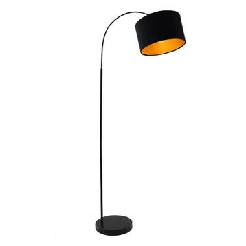 Moderne booglamp Urvin, zwart, stof, Ophalen of Verzenden, Nieuw, Modern, 150 tot 200 cm