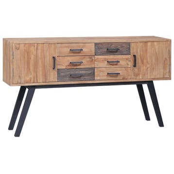 vidaXL Bijzetkast 110x30x75 cm massief teakhout, Huis en Inrichting, Kasten | Buffetkasten, 100 tot 150 cm, Verzenden, Teakhout