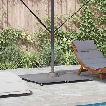 vidaXL Parasolvoet 52 kg Donkergrijze houtlook Staal, Tuin en Terras, Parasols, Verzenden, Nieuw, 1 tot 2 meter, Parasolvoet