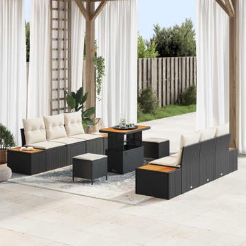 vidaXL Tuinbankenset 9 st 8-Aantal zitplaatsen Zwart en, Verzenden, Nieuw, Meer dan 8 zitplaatsen