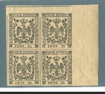 Italiaanse oude staten - Modena 1852 - Zeldzaam blok van 4, Gestempeld
