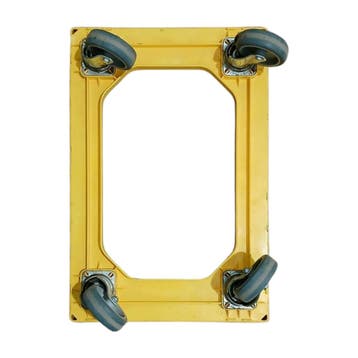 Kunststof dolly geel 610x410x170 mm, rubberen zwenkwielen,, Zakelijke goederen, Ophalen of Verzenden