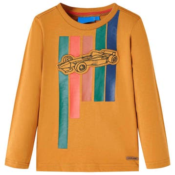 vidaXL Kindershirt met lange mouwen 116 donkerokerkleurig, Verzenden, Nieuw