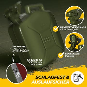 Jerrycan Groen Staal 20 Liter (Auto-Fiets, Gereedschap), Verzenden, Nieuw