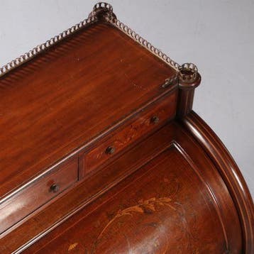 Groot chique mahonie trommel- of Cilinderbureau ca1860 rijk, Antiek en Kunst, Ophalen of Verzenden