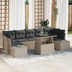 vidaXL Bankstel met kussen 8 pcs Lichtgrijs poly rattan, Verzenden, Nieuw, Rotan, 8 zitplaatsen