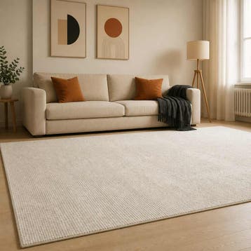 vidaXL Vloerkleed Crème 300 x 400 cm 100% Polyester 3 mm, Verzenden, Nieuw, Crème