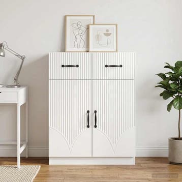 vidaXL Dressoir met lade Hoogglans Wit 66 x 34,5 x 87 cm, Verzenden, Nieuw, Overige houtsoorten, Minder dan 50 cm