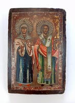 Icoon - Heilige Paraskeva en Johannes Chrysostomus - Hout,