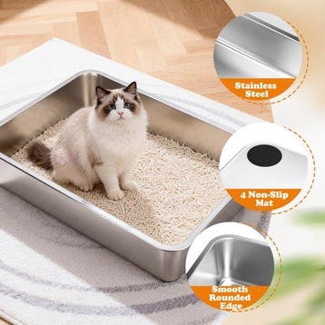Kattenbak - Kattentoilet - RVS - 70x50x15 cm - Nobleza, Verzenden, Zo goed als nieuw
