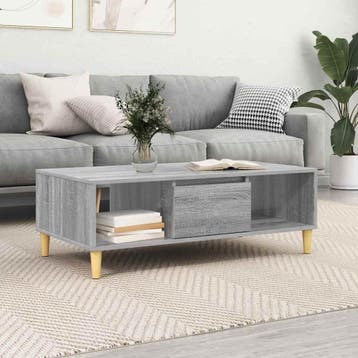 vidaXL Salontafel Grijs Sonoma 102 x 55 x 35 cm Bewerkt hout, Verzenden, Nieuw, Overige houtsoorten, 50 tot 100 cm