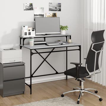 vidaXL Bureau 100x50x90 cm bewerkt hout en ijzer grijs, Verzenden, Nieuw