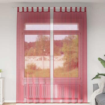 vidaXL Gordijnen voile met roedezakken 2 st wijnrood, Verzenden, Nieuw, Rood